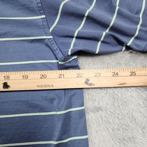 Peter Millar Polo Shirt Mens Medium Blue Striped Cotton Golf Casual Short Sleeve - Picture 7 of 10